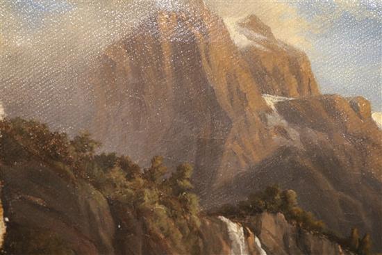 19th century English School, oil on canvas, mountain landscape, 32 x 38cm, unframed